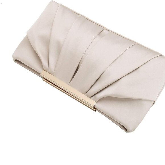 Clutch Evening Bag Elegant Pleated Satin Formal Handbag Simple Classy Purse for - Picture 3 of 7